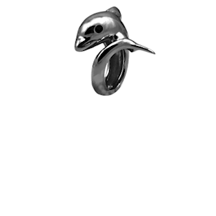 Christina Collect Dolphin ringer i svart sølv